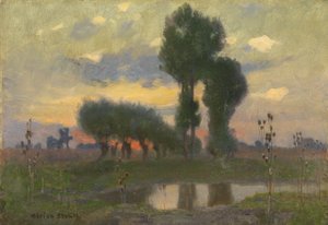Noite na planície (óleo a bordo) de Adrian Scott Stokes