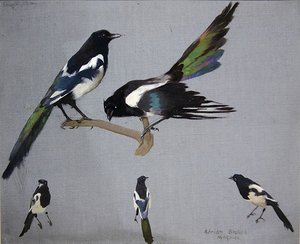 Magpies (óleo sobre tela) de Adrian Scott Stokes