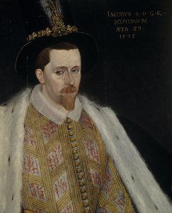 Tiago VI e I 1566-1625, rei da Escócia, 1595 de Adrian Vanson