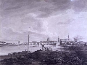 Vista de Dresden, c.1788 (tinta e lavagem sobre grafite em papel)