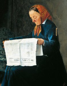 Leitura de jornal, de Adriano Cecioni (1836-1886), óleo sobre cartão, 31x23 cm de Adriano Cecioni