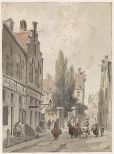 Arquitetura da cidade com um mascate de Adrianus Eversen