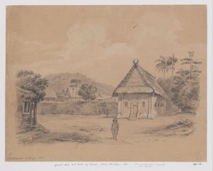 Vista da vila com a igreja em Kisar, Molucas do Sul