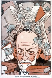 Desenho animado de Sigmund Freud "Le qui fait comprendre les vampires" - Ilustração de Adrien Barrere (1877-1931) em "Fantasio" de 15/05/1931