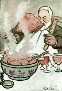 Caricatura de Camille Cerf (1862-1936), jornalista belga e secretário de Georges Clemenceau - Desenho de Adrien Barrere (1877-1931) de Fantasio de Adrien Barrere