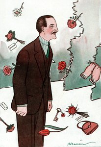 Cartoon representando o comediante francês Victor Boucher (1877-1942) - Desenho de Adrien Barrere (1877-1931) de Fantasio de Adrien Barrere