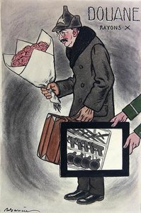 Desenho animado do embaixador soviético em França, Valerian Devgalevsky, da revista francesa 