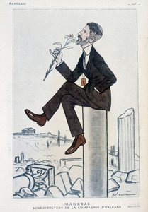 Charles Maurras, político e escritor francês (1868-1952), vice-diretor da campanha de Orleans - Ilustração de Adrien Barrere (1877-1931) em "Fantasio" de 15/05/1923 de Adrien Barrere