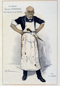 Clémenceau como açougueiro - por Barrère, em "Fantasio" a partir de 01/10/1906 de Adrien Barrere
