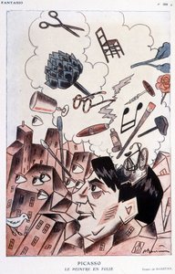 Desenho humorístico sobre Pablo Picasso de Barrère - em "Fantasio", de 15/11/1928.