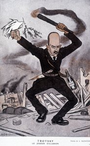 Leon Trotsky (Trotsky) (1879-1940), o ilusionista - desenho animado de Barrère, em "Fantasio" de 15/03/1918