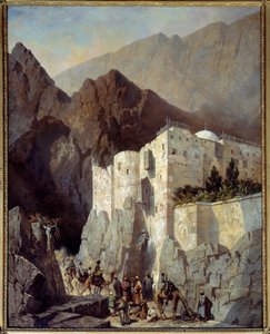 Vista do Convento de Santa Catarina no Monte Sinai Pintura de Adrien Dauzats (1804-1868) 1845 Sol. 1,3x1,04 m