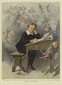 A Carta de Férias da Escola (cor litho) de Adrien Emmanuel (after) Marie