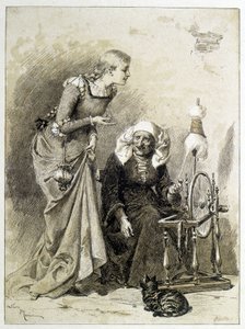 A Bela Adormecida - em "Contos de Fadas" de Charles Perrault, ilustrações de Adrien Marie de Adrien Emmanuel Marie