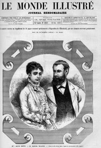 Retrato de Daniel Wilson (1840-1919), político francês com sua esposa, Alice Grevy. Gravura de Adrien Marie. Um dos "The Illustrious World" No. 1282 de 22 de outubro. de Adrien Emmanuel Marie