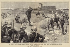 A guerra no Egito, a posição de Arabi Pasha no Canal Mahmoudiyeh perto de Kafr Dowar das linhas britânicas em Ramleh