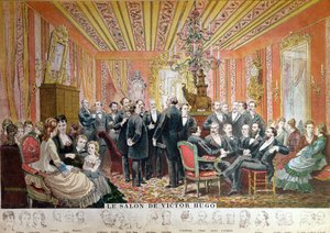 Salão de Victor Hugo, 21 rue de Clichy, Paris, dezembro de 1875 (gravura a cores)