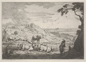 Paisagem com vacas de Adrien Manglard