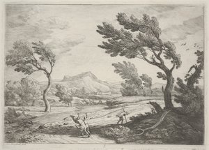 Paisagem com viajantes em um vento forte, c.1753 (gravura)
