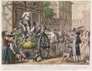 Castigo de John Malcom pela população de Boston em 25 de janeiro de 1774, c.1785 (gravura a cores)