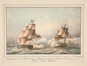 Batalha apoiada em 23 de Agosto de 1812 pela Fragata o Presidente dos Estados Unidos de Adrien Victor Auger