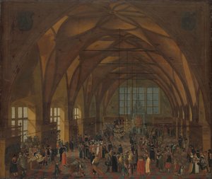 O interior do Vladislav Hall, Praga de Aegidius Sadeler (II) (copy after)