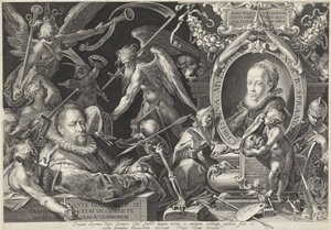 Retrato alegórico de Bartholomeus Spranger e sua esposa Christina Muller de Egidius  Sadeler (II)