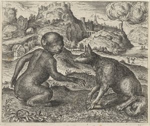 Fábula do macaco e da raposa de Egidius  Sadeler (II)