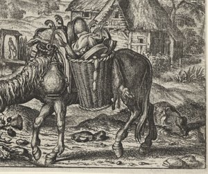 Fábula do burro carregado de iguarias de Egidius  Sadeler (II)