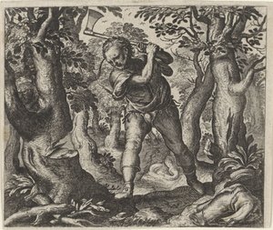 Fábula do Lenhador e da Floresta de Egidius  Sadeler (II)