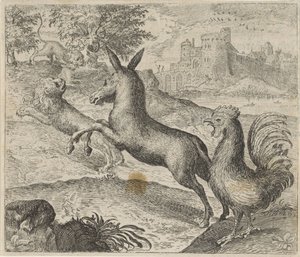 Fábula do Leão, Burro e Galo