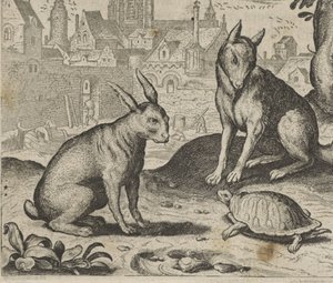 Fábula da Tartaruga e da Lebre de Egidius  Sadeler (II)