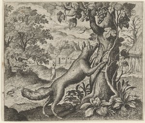 Fábula da raposa e das uvas de Egidius  Sadeler (II)
