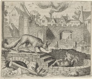 Fábula da raposa e do bode de Egidius  Sadeler (II)