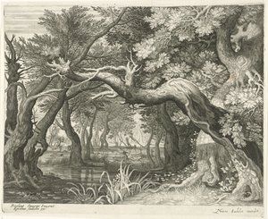 A caça ao veado num lago florestal
Seis paisagens (título da série) de Egidius  Sadeler (II)