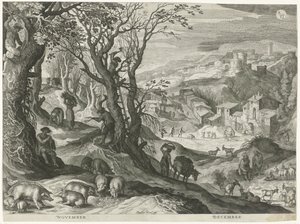novembro e dezembro Os doze meses em seis paisagens italianas (título da série) de Egidius  Sadeler (II)