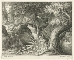 Viajantes sobre uma queda de água
Seis paisagens (título da série) de Egidius  Sadeler (II)