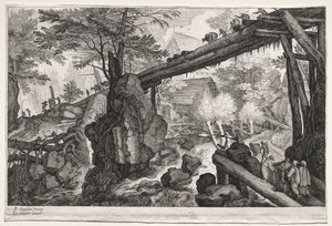 Oito paisagens boêmias: paisagem com ponte sobre a catarata, c. 1610-1615. de Aegidius Sadeler or Saedeler