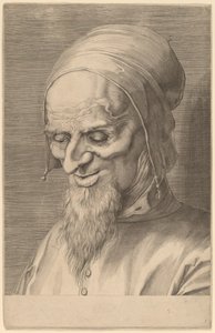 Cabeça de um apóstolo com barba e boné de Aegidius Sadeler II