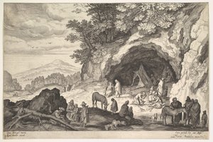 Paisagem montanhosa com um grupo de ciganos, 1586-1629. de Aegidius Sadeler II