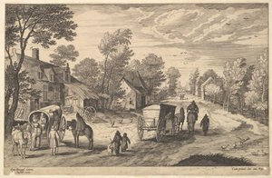 Caminho através de uma vila. de Aegidius Sadeler II