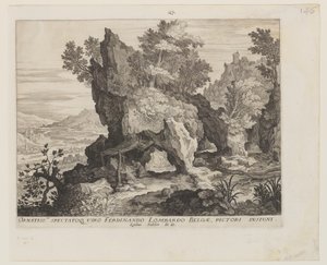 Paisagem rochosa com São Jerónimo de Aegidius Sadeler II