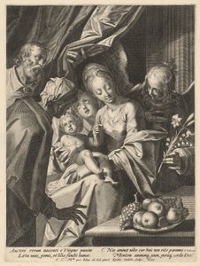 A Sagrada Família com Santa Ana e Dois Anjos de Aegidius Sadeler II, after Hans von Aachen