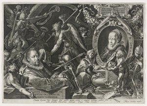 Bartholomaeus Spranger e sua esposa, Christina Muller, 1600 (gravura em papel) de Aegidius Sadeler or Saedeler