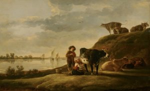 Gado à beira de um rio de Aelbert Cuyp