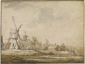 Uma paisagem com moinhos de Aelbert Cuyp