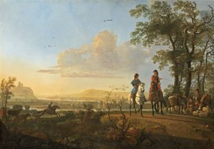 Cavaleiros e pastores com gado de Aelbert Cuyp