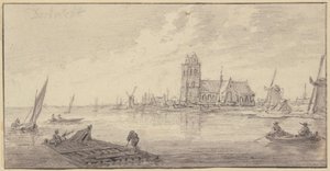 Jangadas de madeira ao largo de Dordrecht de Aelbert Cuyp