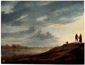 Pôr do sol sobre o rio, década de 1650. de Aelbert Cuyp