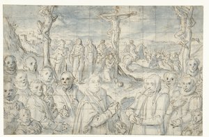 Crucificação com um fundador e sua família de Aert Pietersz.